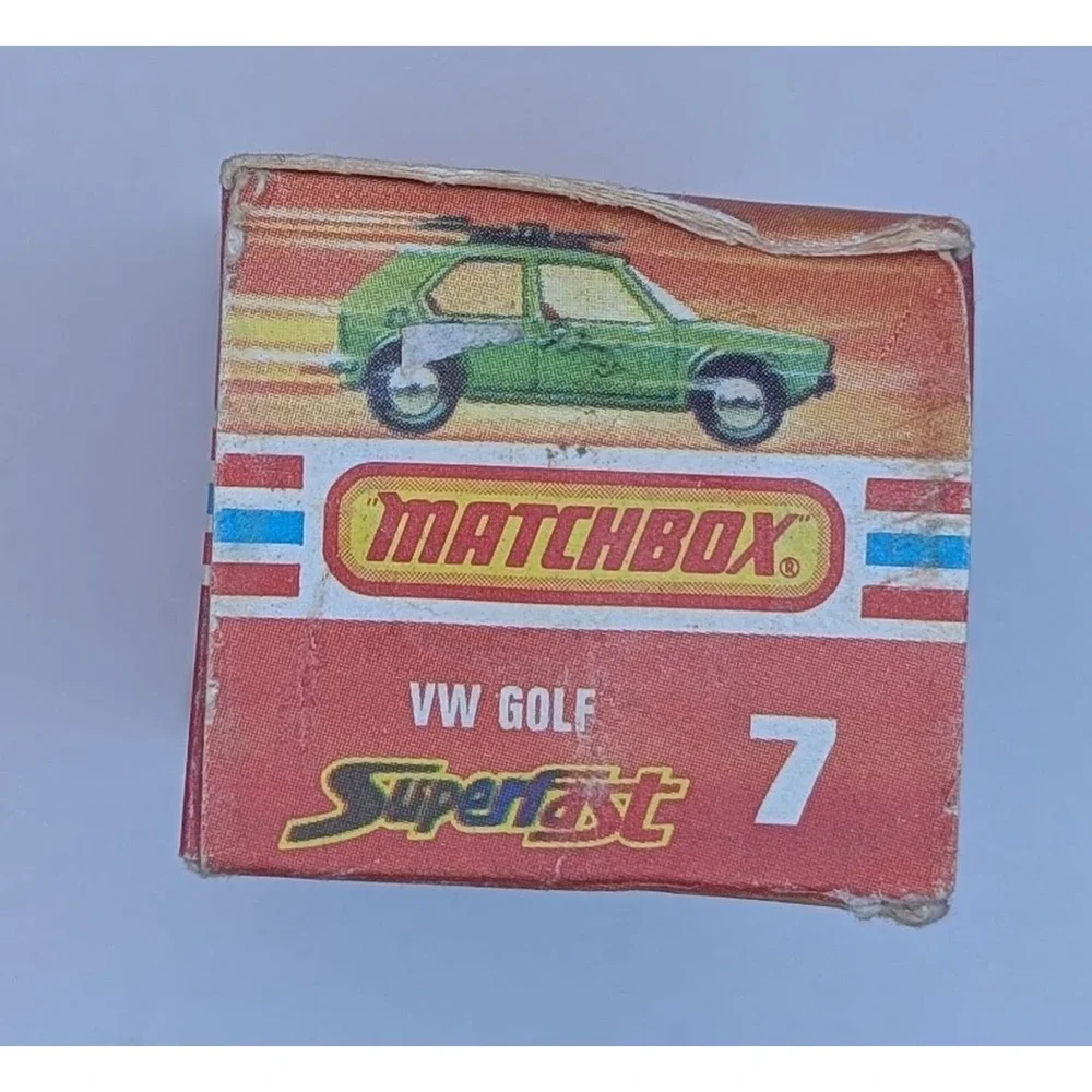 Matchbox Superfast No 7 VW Golf Green 1976 Lesney England Box Surfboards
